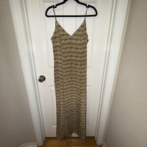 Vintage 90’s Dress S Wear Micro Floral Vneck Rampage Neutral Maxi Y2K 2000’s